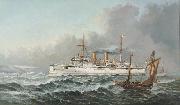 Henry J. Morgan HMS 'Bonaventure' France oil painting artist